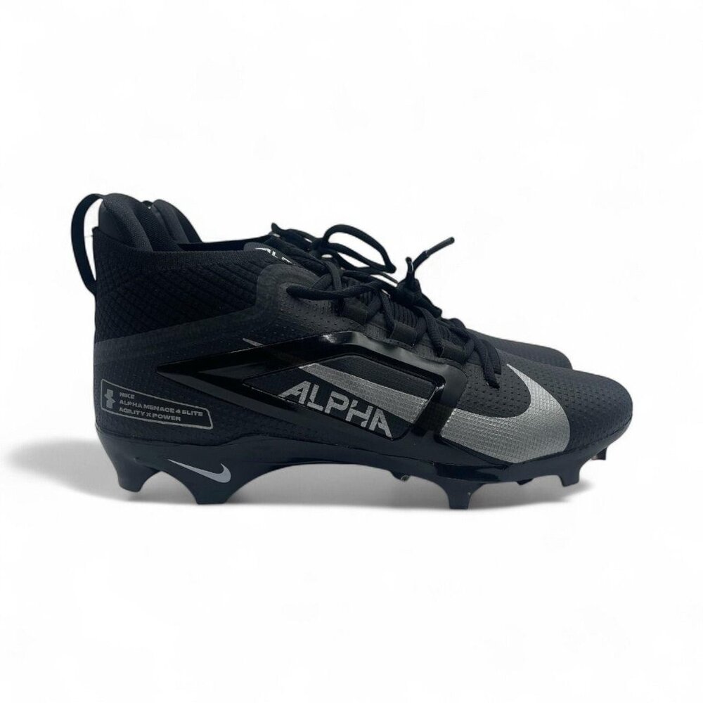 Nike Alpha Elite 4 Menace Football Cleats Black Grey FD7036-002 Mens Sz 10.5 New